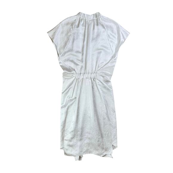 Zero + Maria Cornejo Stella Silver White Satin Ruched Gathered Cocktail Dress - Picture 13 of 16